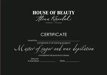 Certificate Master of sugar and wax depilation
